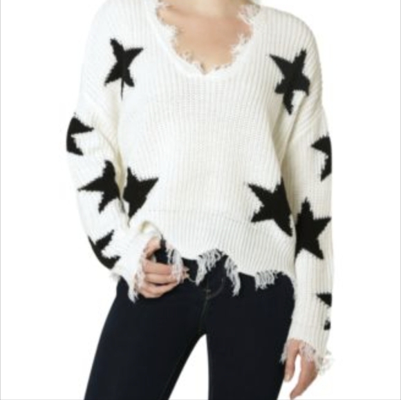 Polly and Esther NWT Black and white star oversized sweater - Picture 4 of 4